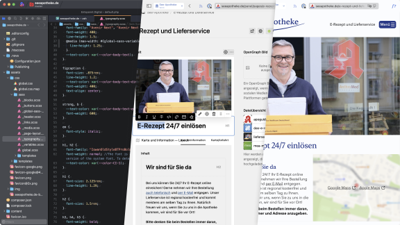 Sammlung aus drei Bildschirmfotos.