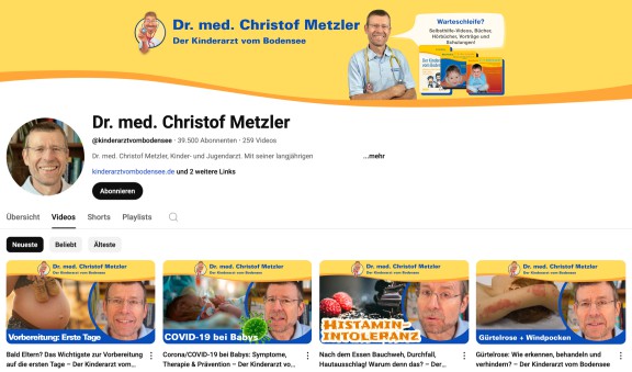 YouTube Kanal von Dr. med. Christof Metzler